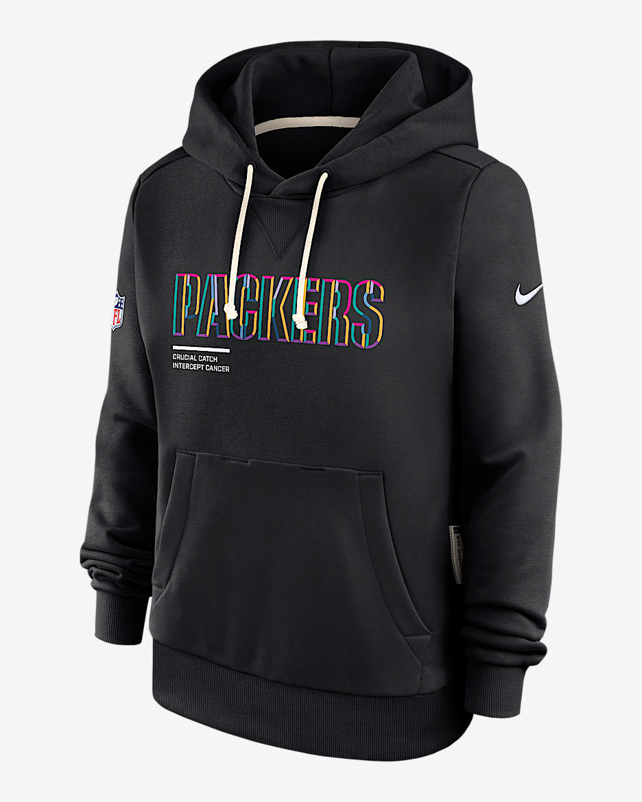 Green Bay Packers Crucial Catch Women's Nike Dri-FIT NFL Pullover Hoodie - Black