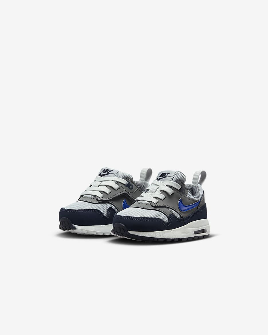 Air Max 1 EasyOn Baby/Toddler Shoes - Smoke Grey/Wolf Grey/Obsidian/Racer Blue