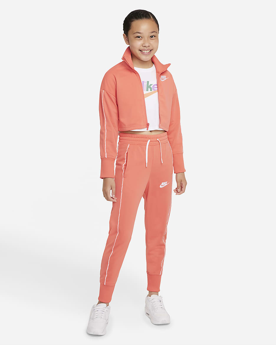 Nike Sportswear Big Kids' (Girls') High-Waisted Tracksuit - Magic Ember/White/White