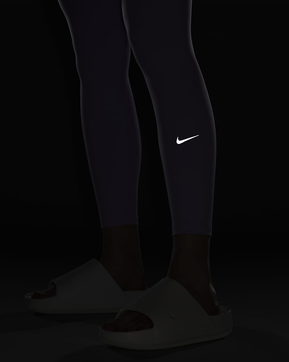 Nike One Leggings in voller Länge mit hohem Bund für Damen - Lilac Bloom/Schwarz