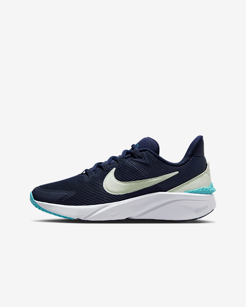 Nike Star Runner 4 Older Kids' Road Running Shoes - Midnight Navy/Dusty Cactus/White/Volt Tint