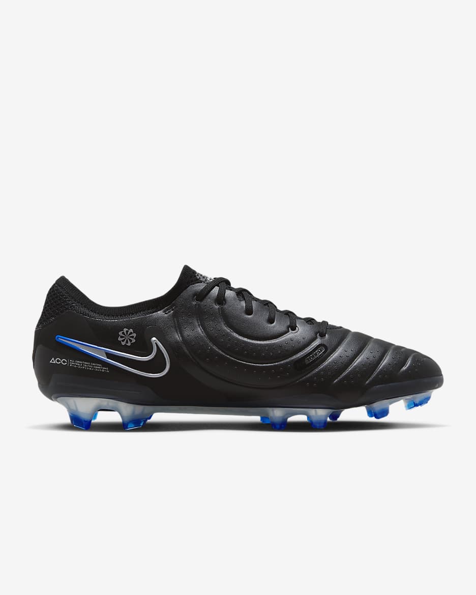 Nike Tiempo Legend 10 Elite Firm-Ground Low-Top Soccer Cleats - Black/Hyper Royal/Chrome