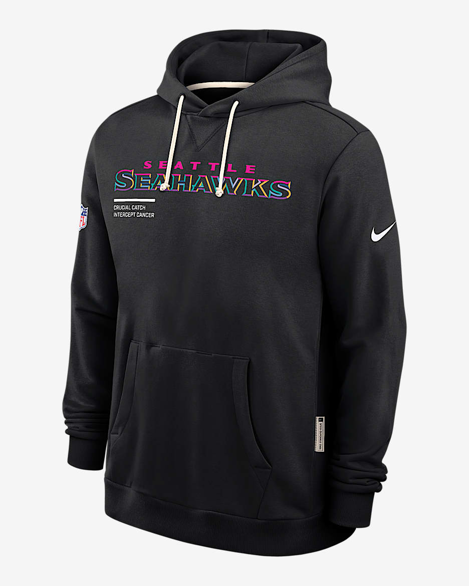Seattle Seahawks Crucial Catch Sideline Men's Nike Dri-FIT NFL Pullover Hoodie - Black