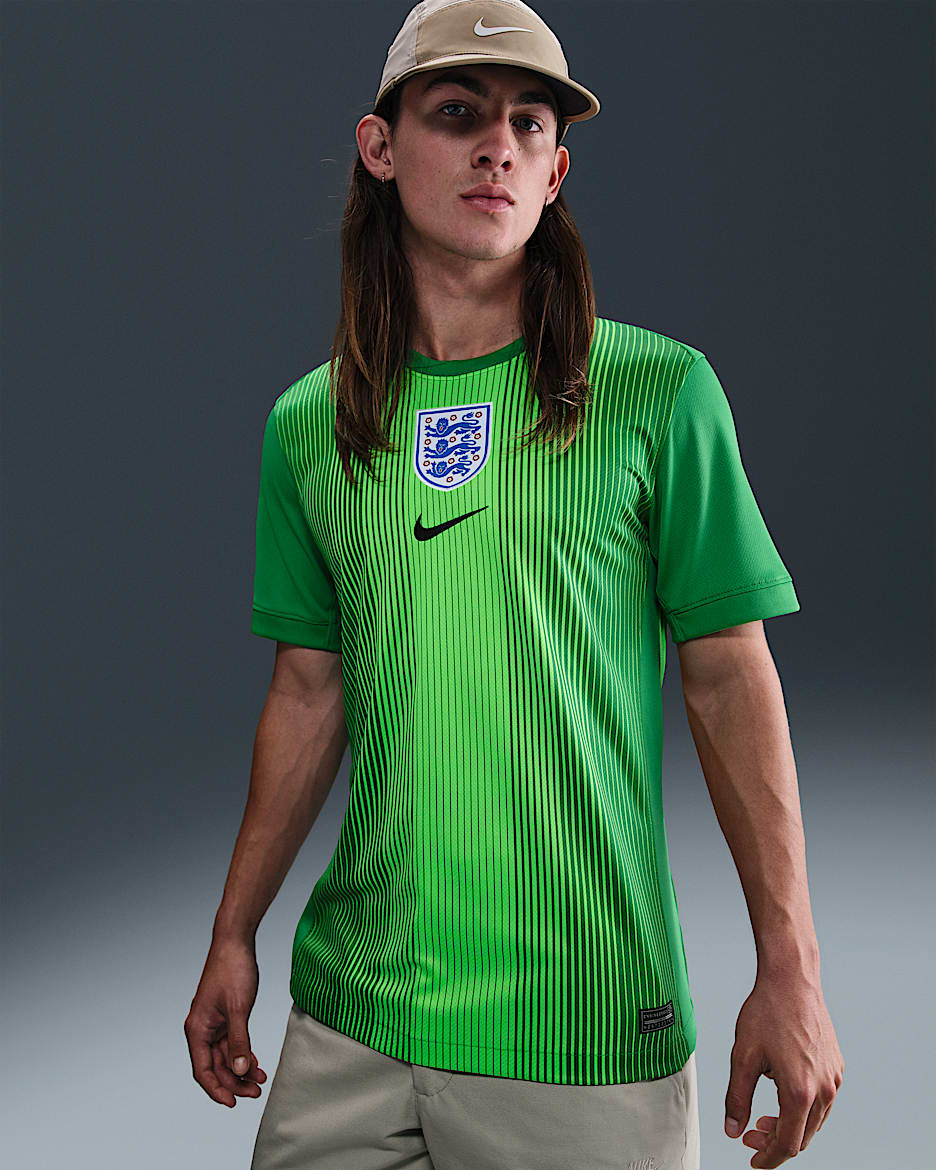 England 2025/26 Stadium Goalkeeper Men's Nike Dri-FIT Football Replica Short-Sleeve Shirt - Lucky Green/Green Strike/Black
