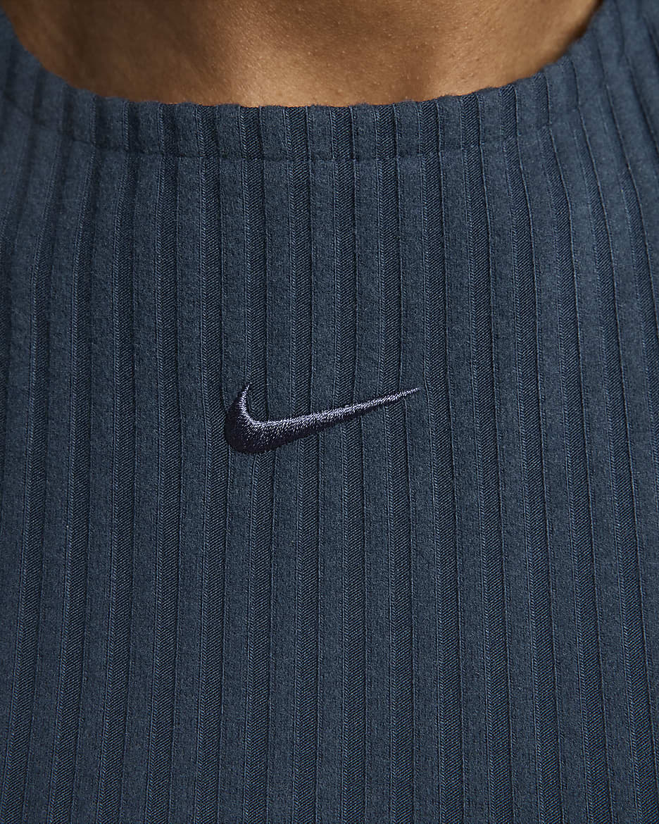 Nike Sportswear Chill Rib smal, ermeløs midikjole til dame - Armory Navy/Armory Navy