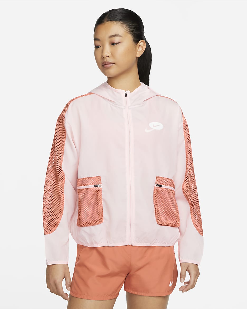 Nike Icon Clash Women's Running Jacket - Atmosphere/Madder Root/White