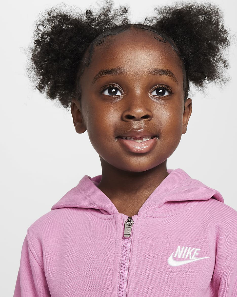 Conjunto de dos piezas de sudadera con gorro infantil Nike Full-Zip Club Set - Flamenco mágico