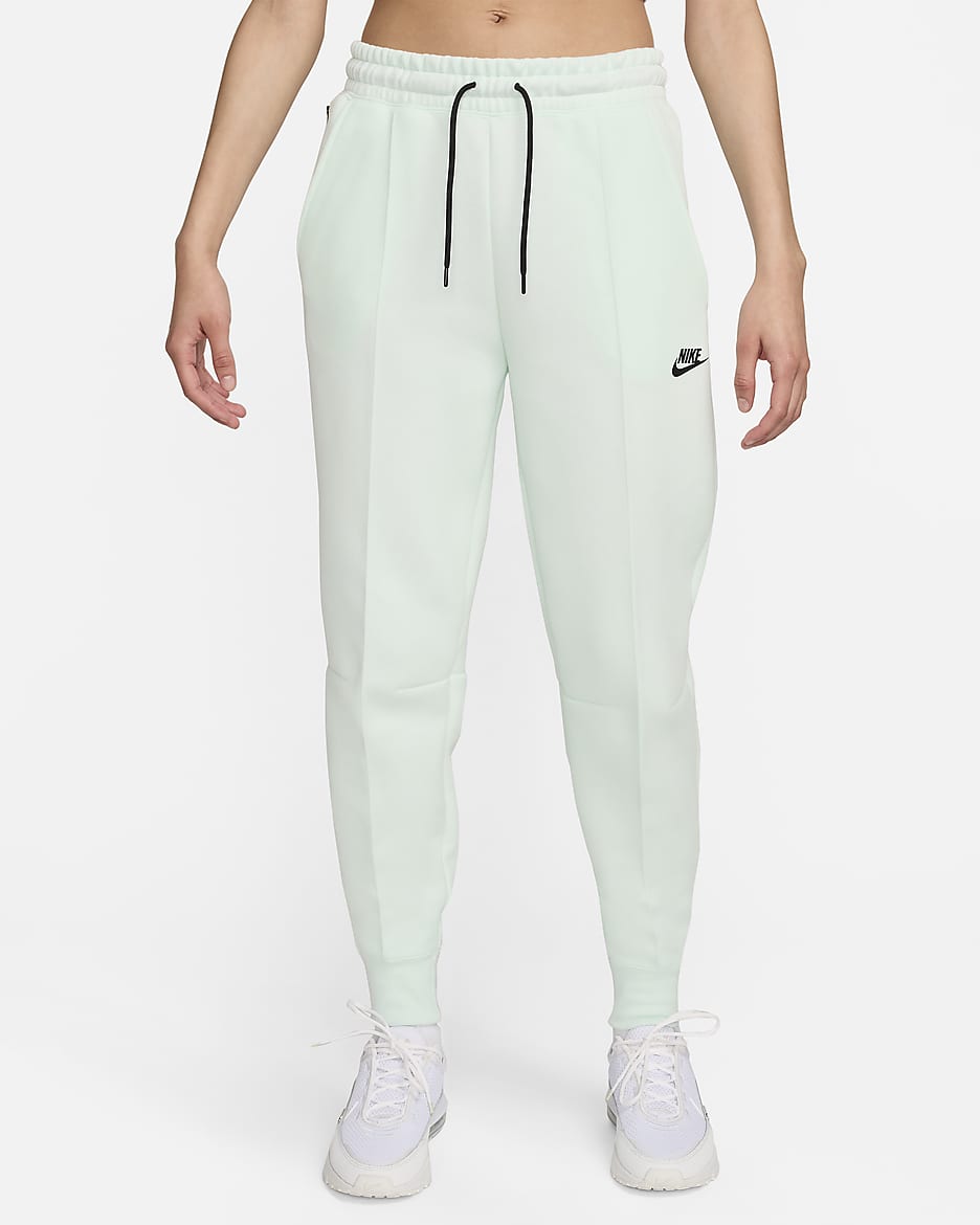 Pantalon de jogging taille mi-haute Nike Sportswear Tech Fleece pour femme - Barely Green/Noir