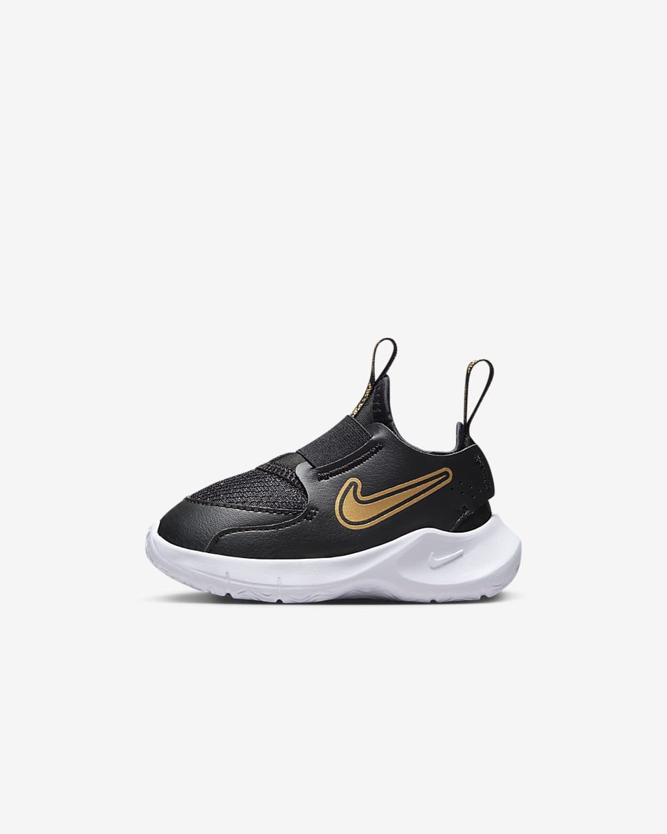 Nike Flex Runner 3 Baby/Toddler Shoes - Black/White/Metallic Gold