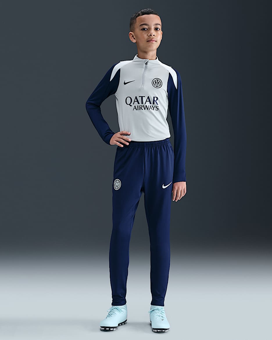 Fotbollsbyxor Inter Milan Strike Nike Dri-FIT i stickat material för ungdom - Blue Void/Ghost Aqua/Ghost Aqua