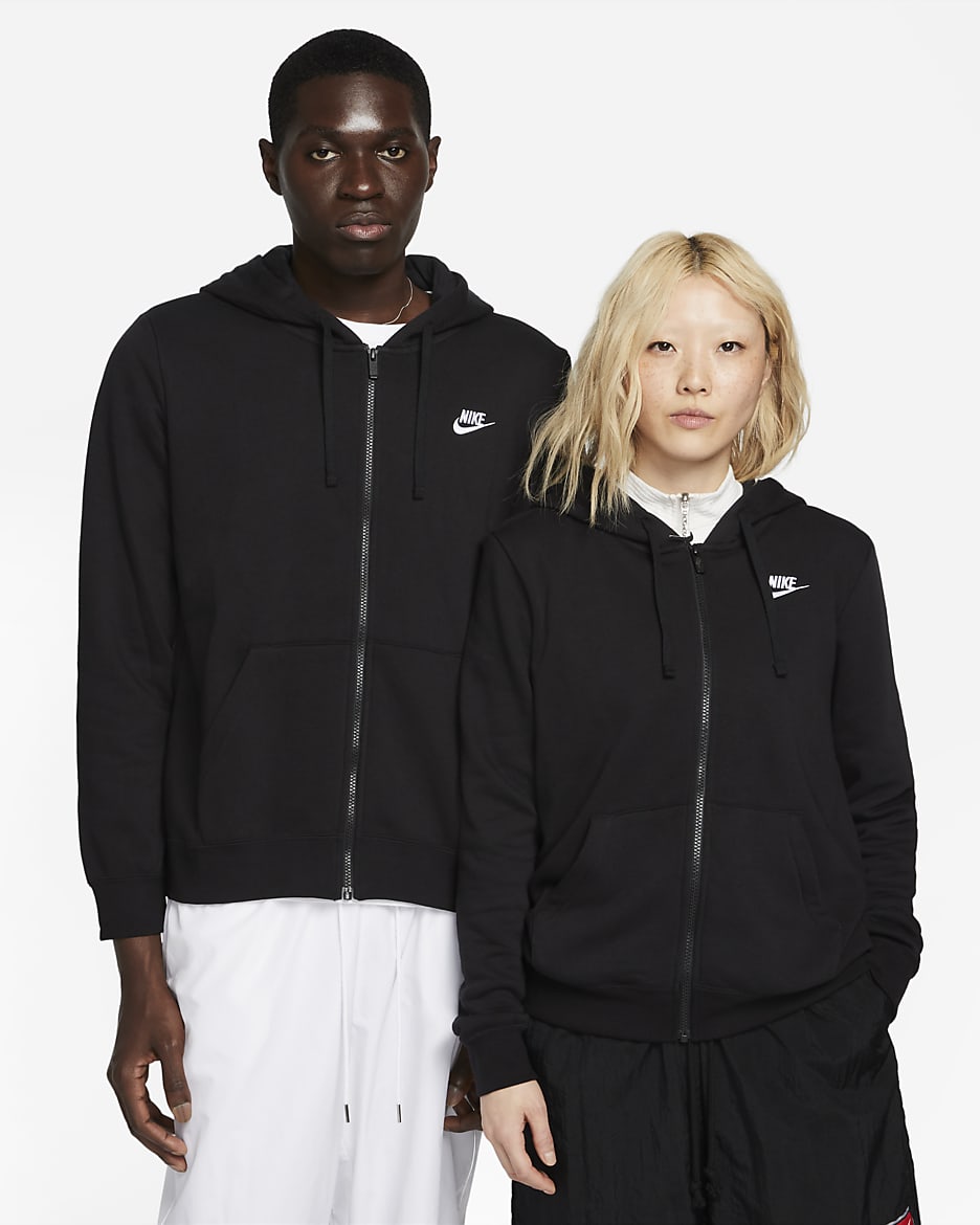 Sudadera con gorro de cierre completo para mujer Nike Sportswear Club Fleece - Negro/Blanco