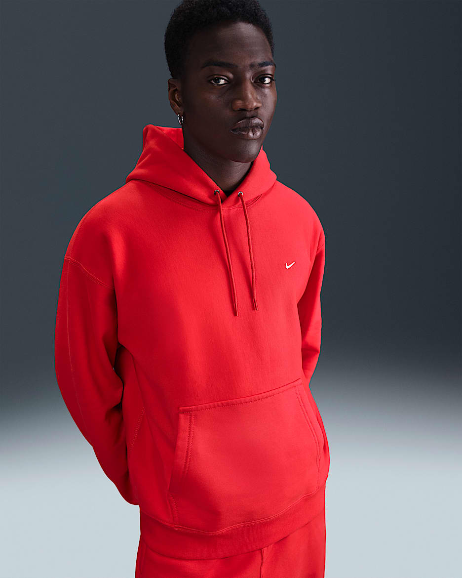 Nike Solo Swoosh Men's Pullover Hoodie - Light Crimson/Light Crimson/White