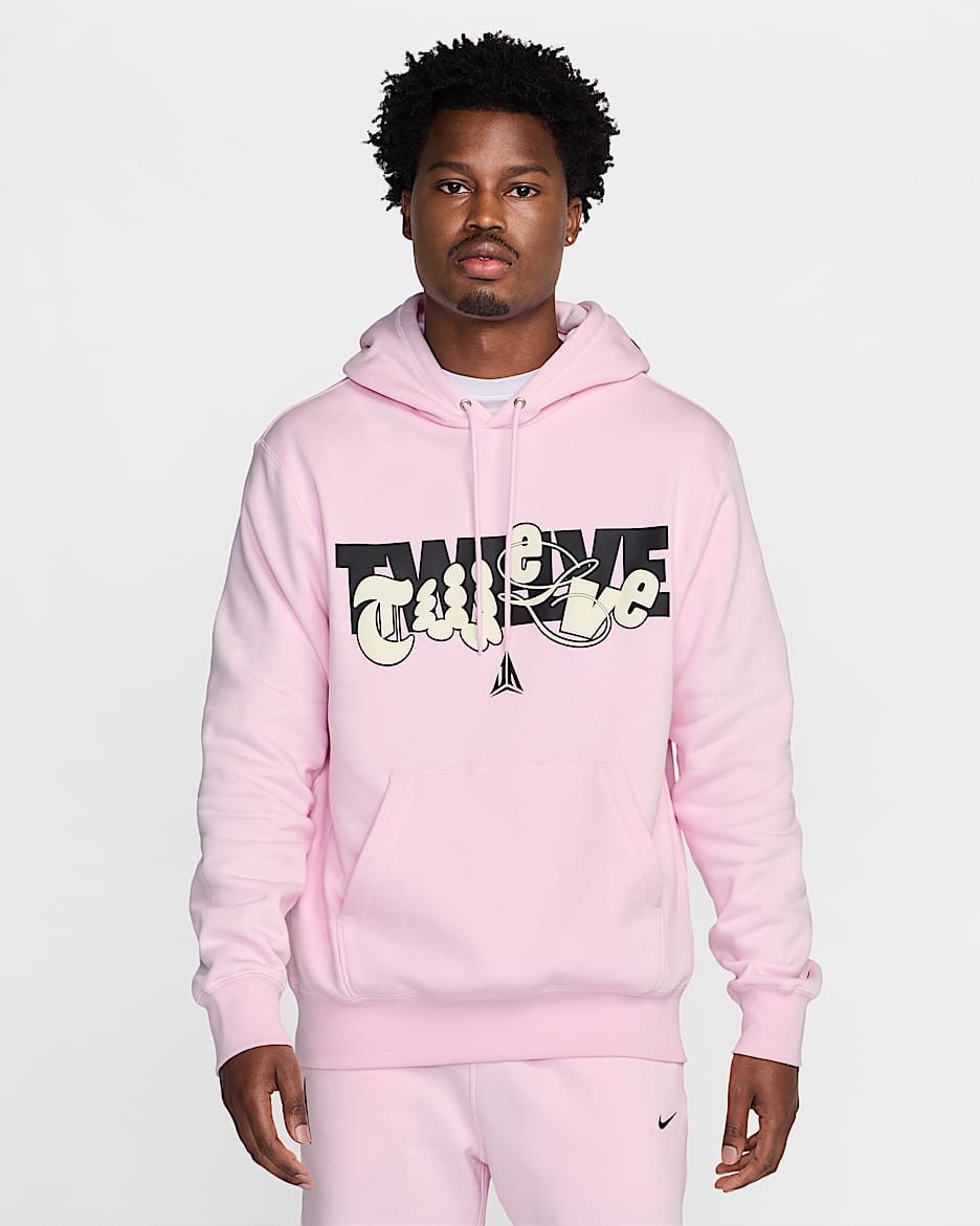 Sudadera con gorro de básquetbol de tejido Fleece para hombre Ja - Espuma rosa/Negro