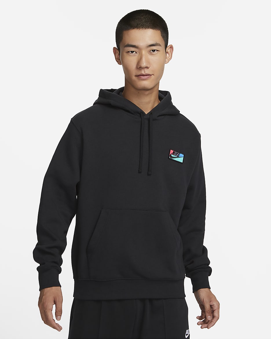 Nike Club Fleece Men's Patch Pullover Hoodie - Black/Black
