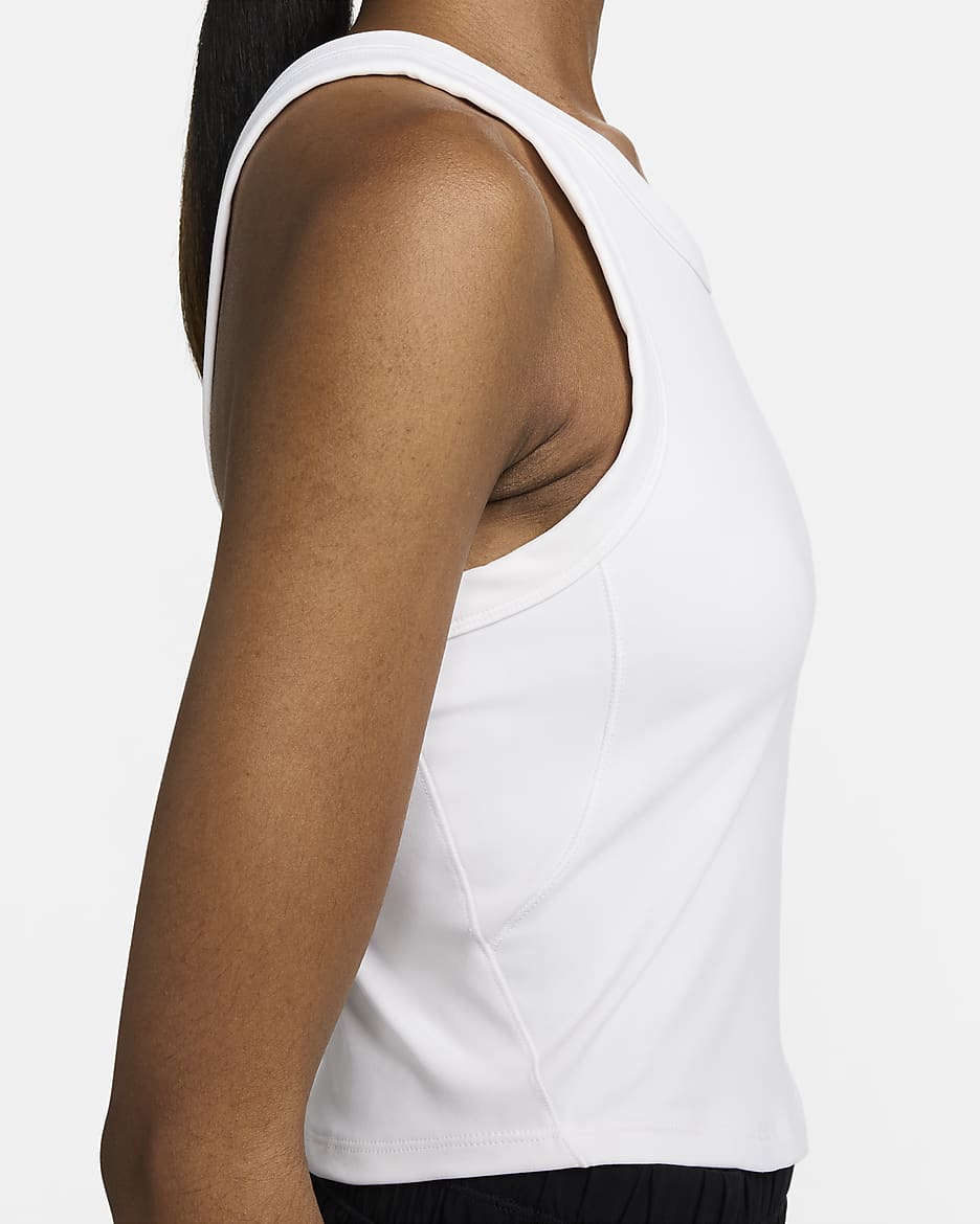 Nike One Fitted Women's Dri-FIT Strappy Cropped Tank Top - White/Black