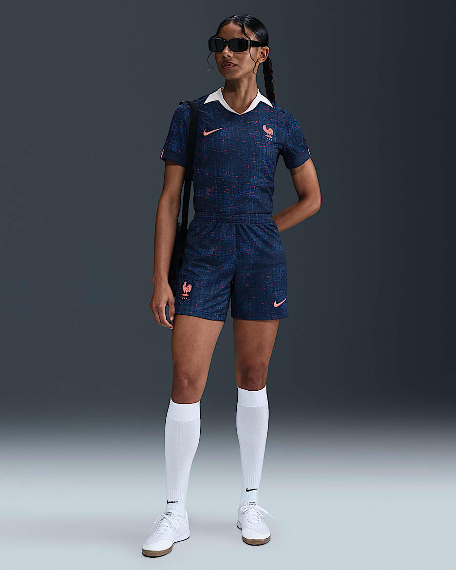 FFF 2025/26 Stadyum İç Saha Nike Dri-FIT Kadın Futbol Taraftar Şortu - Blue Void/Light Madder Root