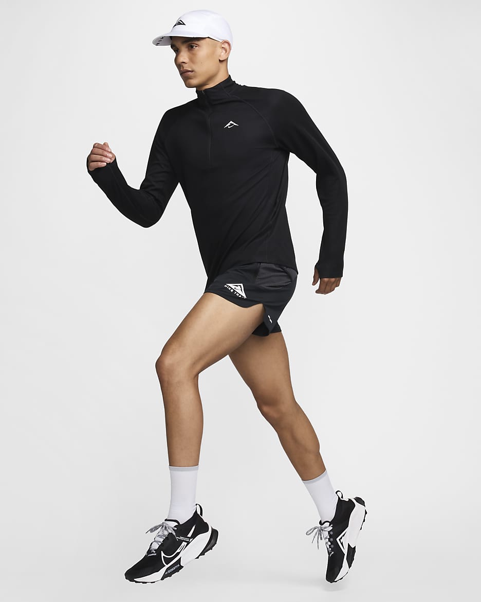 Nike Trail Capa intermedia con media cremallera Dri-FIT - Hombre - Negro/Summit White