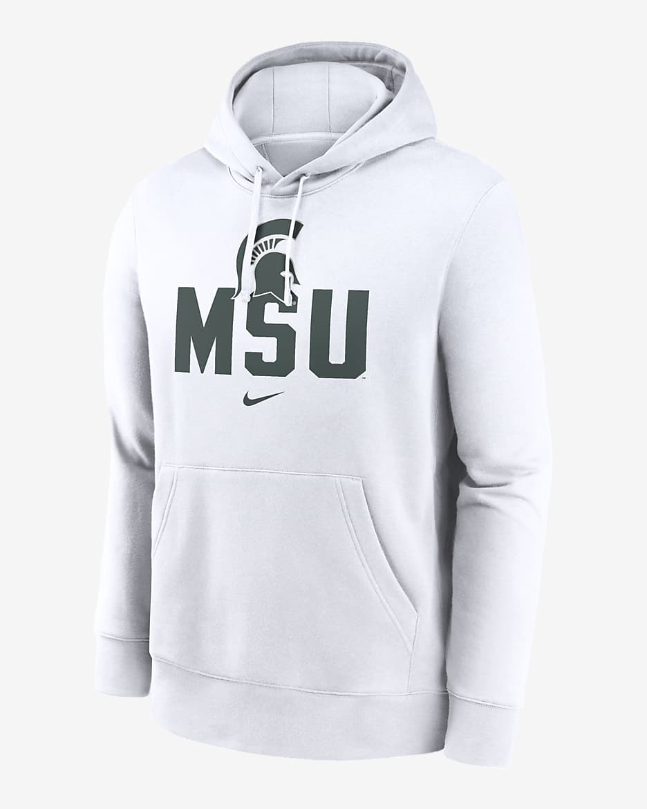 Michigan State Spartans Primetime Club Campus Men's Nike College Pullover Hoodie - White