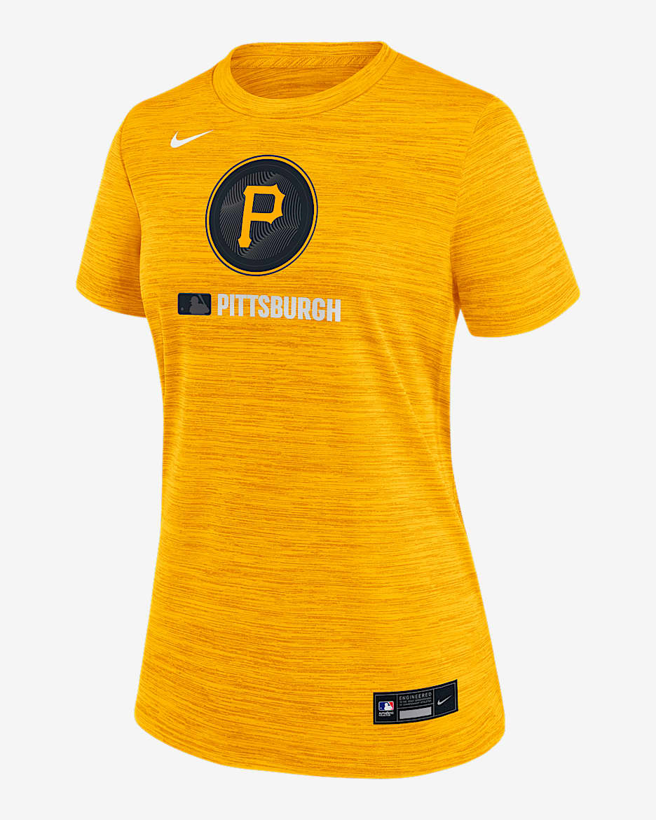 Playera Nike Dri-FIT de la MLB para mujer Pittsburgh Pirates Authentic Collection City Connect Velocity - Oro