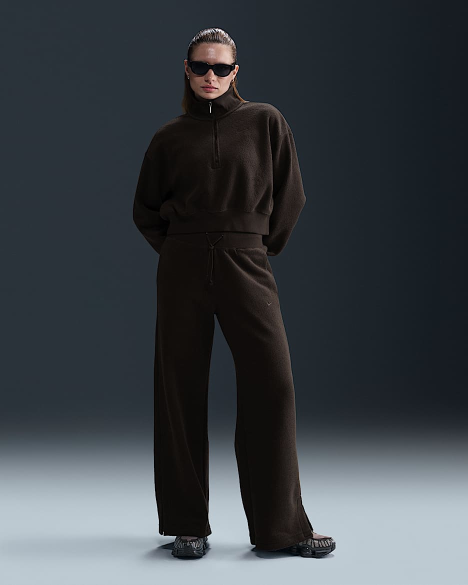 Nike Sportswear Phoenix Plush Women's High-Waisted Wide-Leg Cosy Fleece Trousers - Velvet Brown/Velvet Brown
