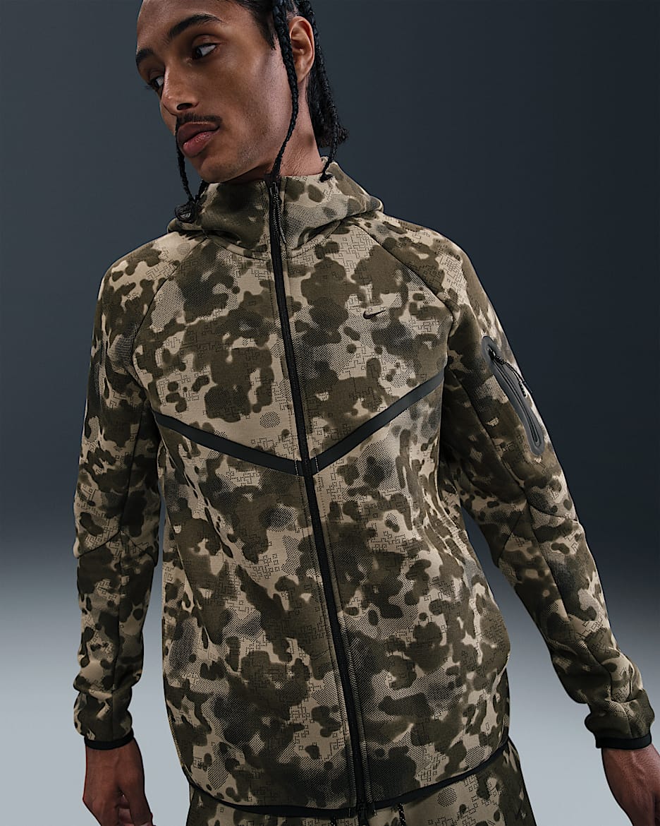 Nike Tech Men's Full-Zip Fleece Camo Windrunner Jacket - Neutral Olive/Black
