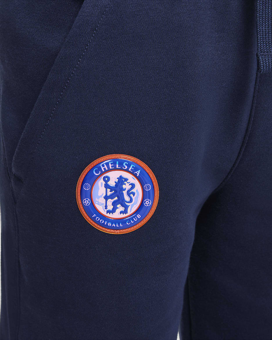 Chelsea F.C. Club Fleece Older Kids' (Boys') Nike Football Joggers - Obsidian/White