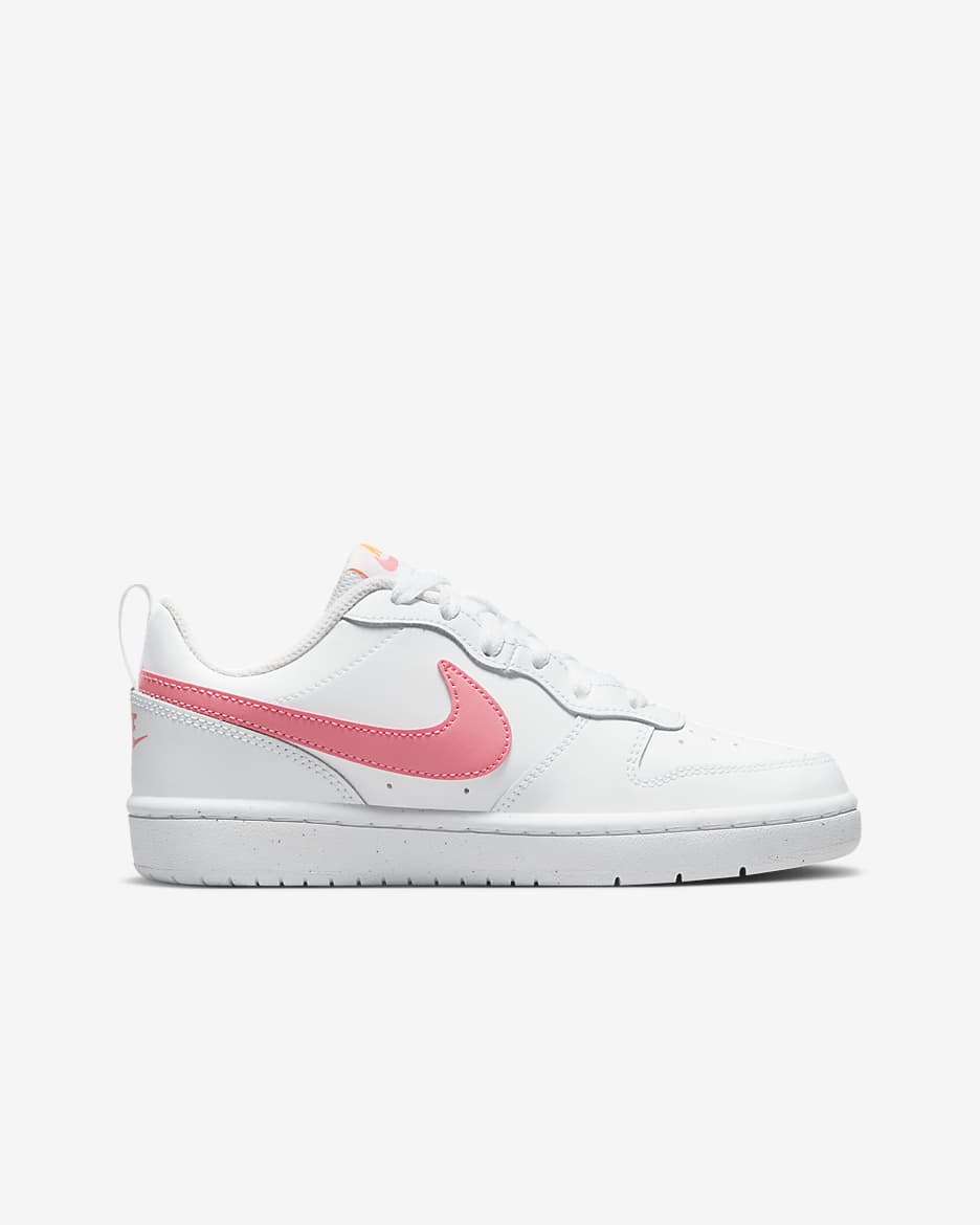 Nike Court Borough Low 2 Older Kids' Shoes - White/Laser Orange/Coral Chalk