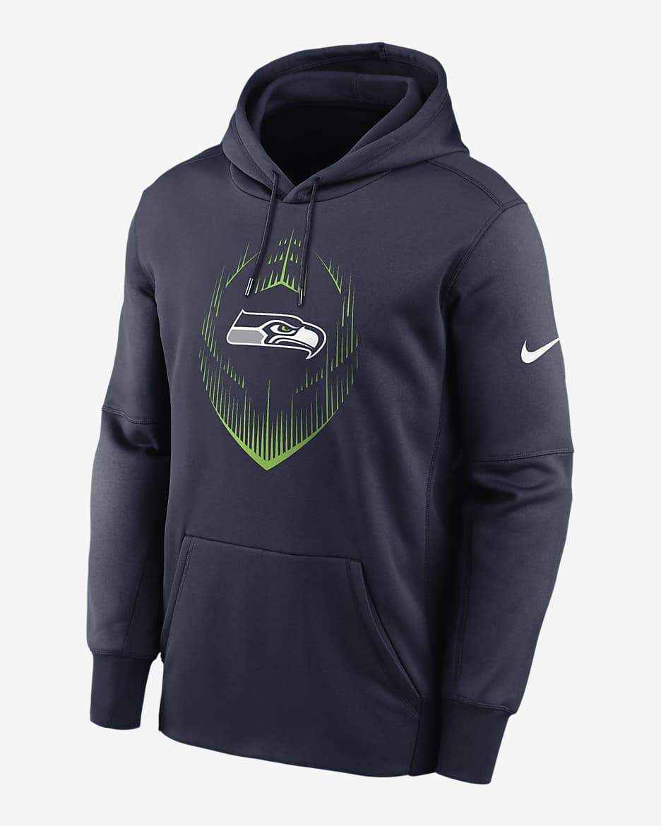 Sudadera con gorro sin cierre de la NFL Nike Therma para hombre Seattle Seahawks Icon - Azul marino