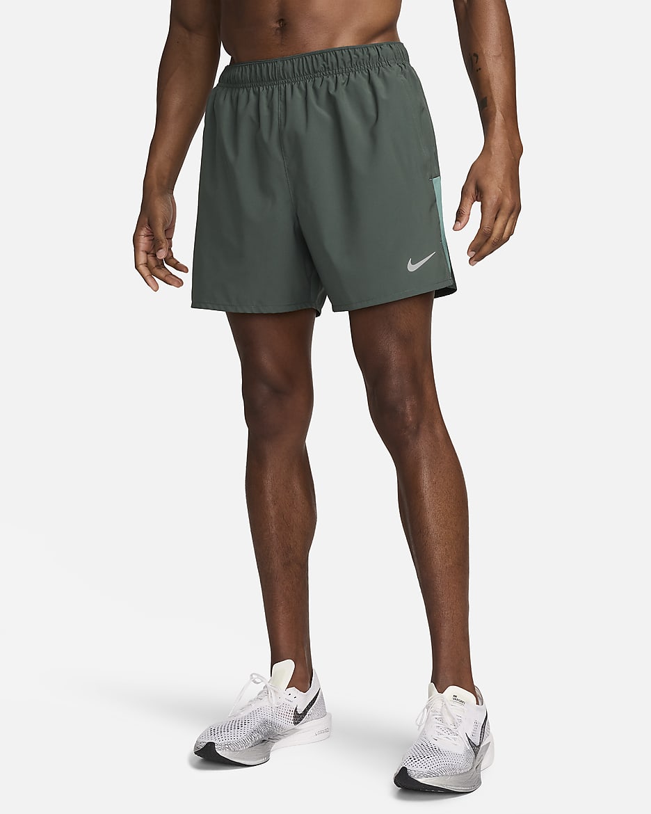 Nike Challenger Men's Dri-FIT 13cm (approx.) Brief-lined Running Shorts - Vintage Green/Bicoastal/Black