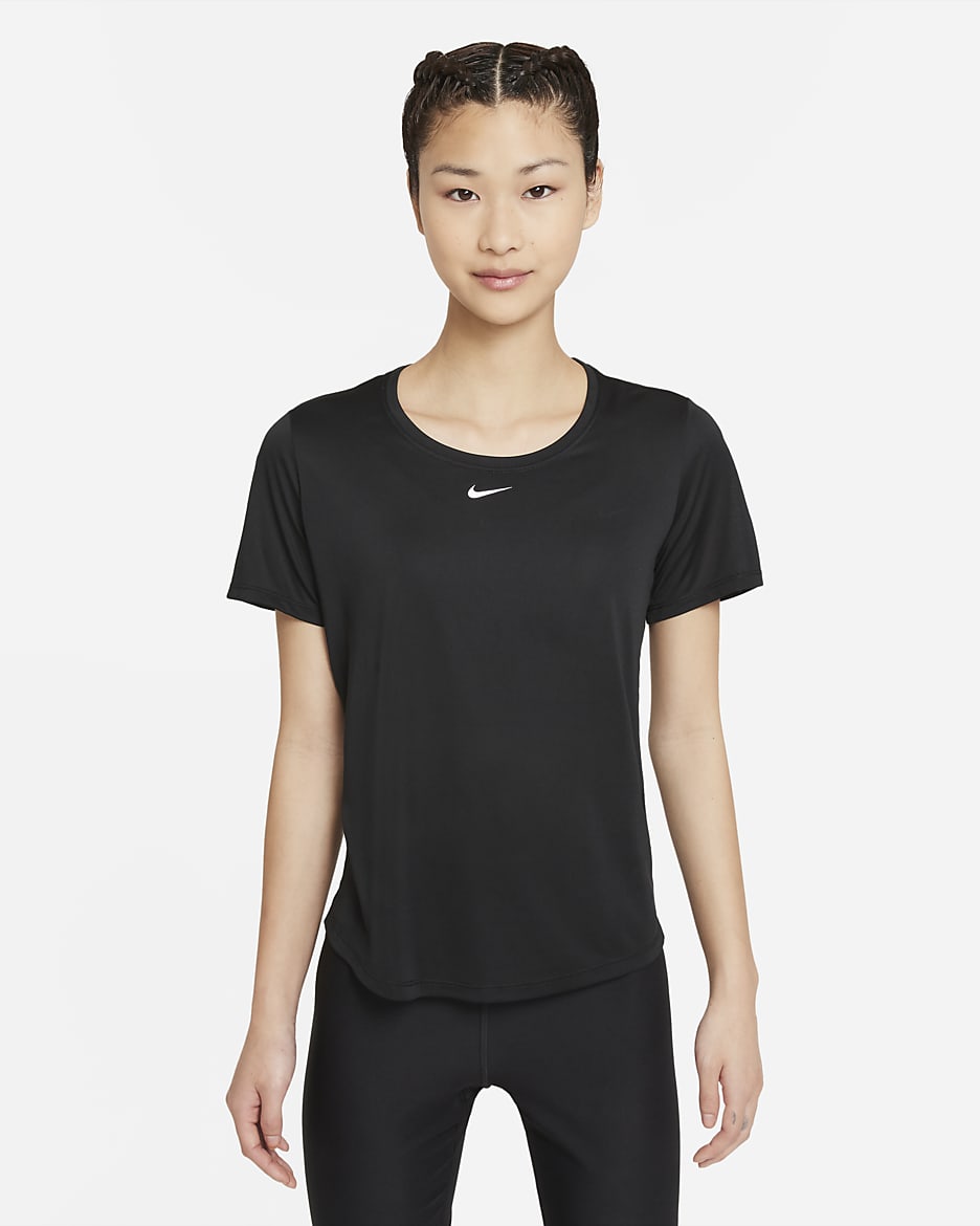 Nike Dri-FIT One Women's Standard-Fit Short-Sleeve Top - Black/White
