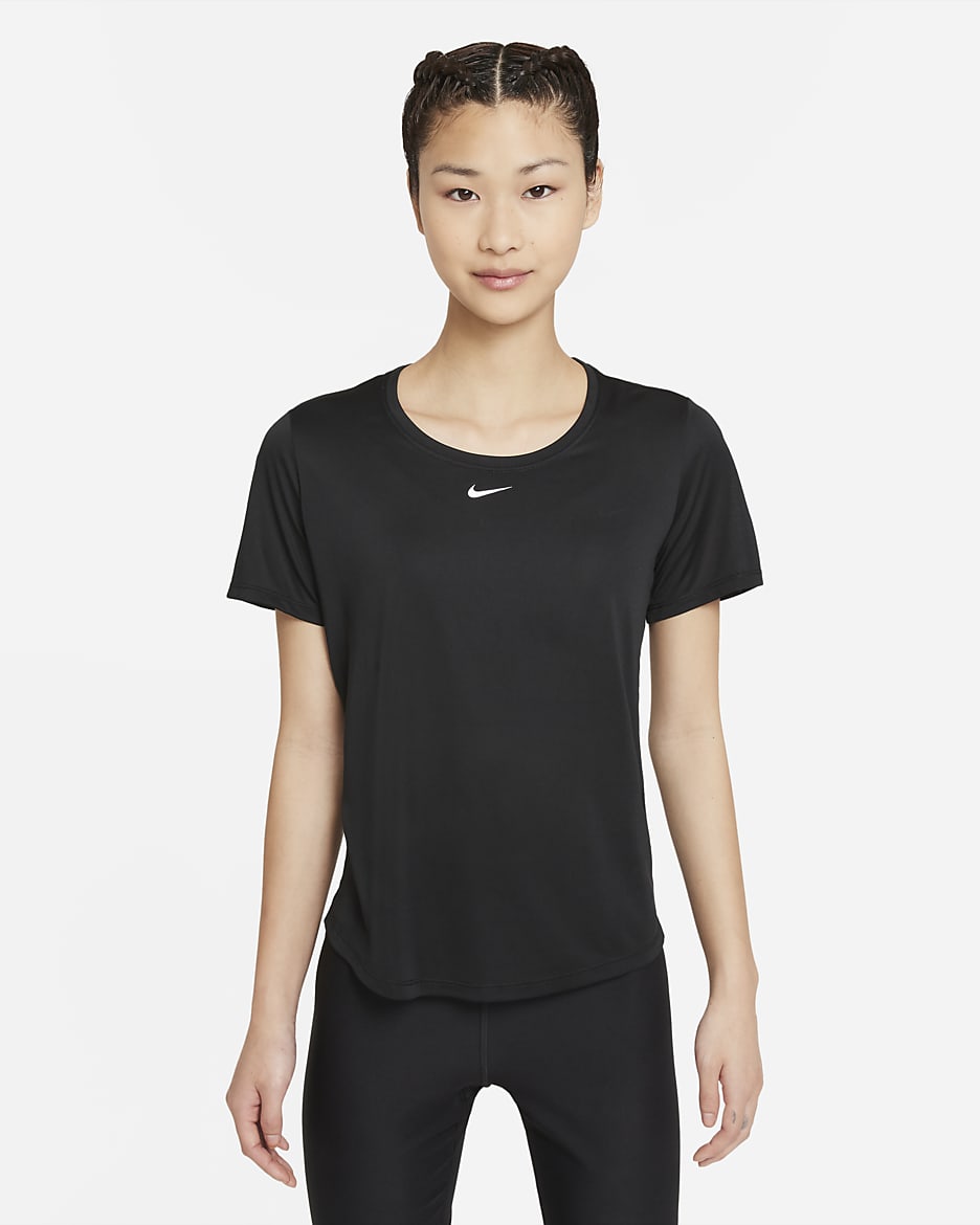 เสื้อยืดแขนสั้นทรงมาตรฐานผู้หญิง Nike Dri-FIT One - ดำ/ขาว