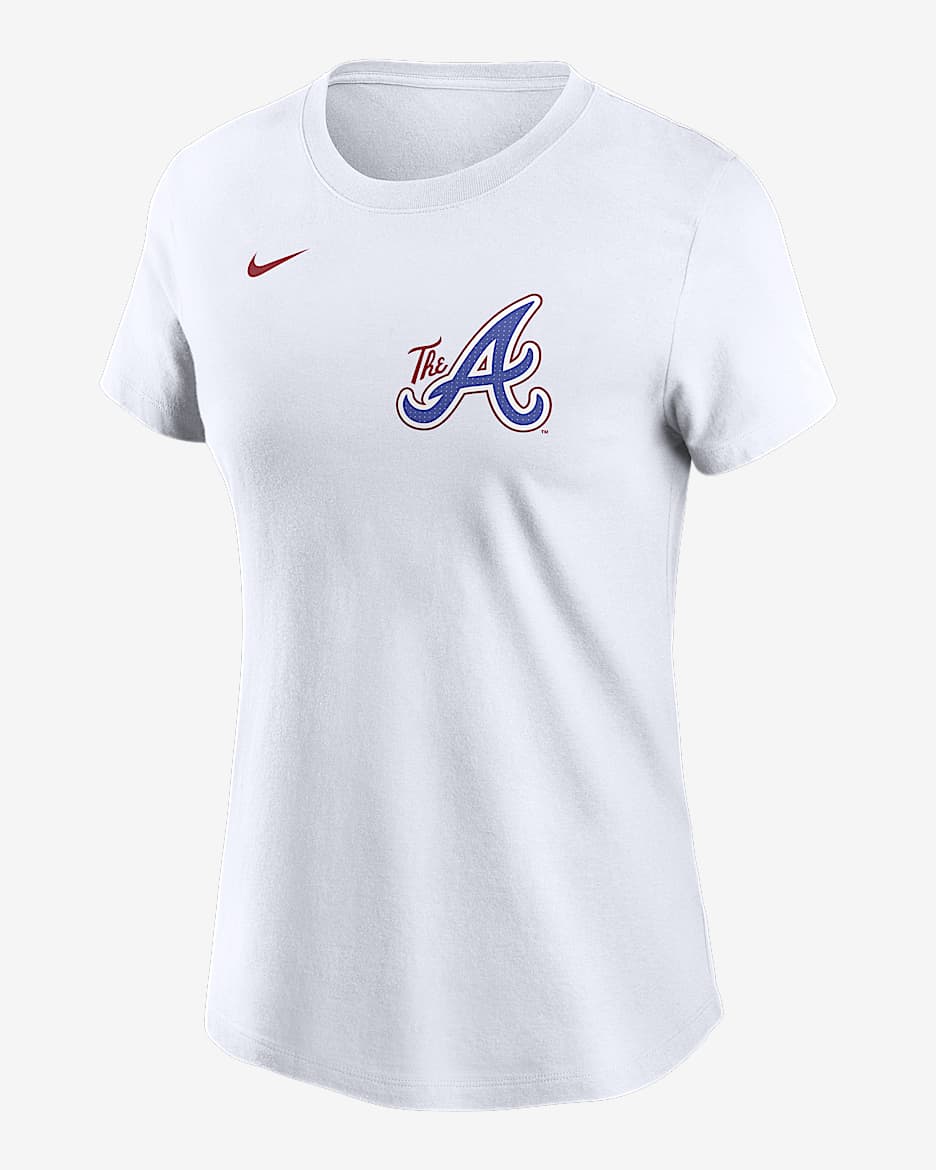 Playera Nike de la MLB para mujer Ronald Acuña Jr. Atlanta Braves City Connect Fuse - Azul marino