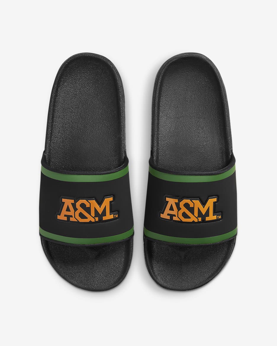 FAMU Nike College Offcourt Slides - Black/Fortress Green/Orange Horizon