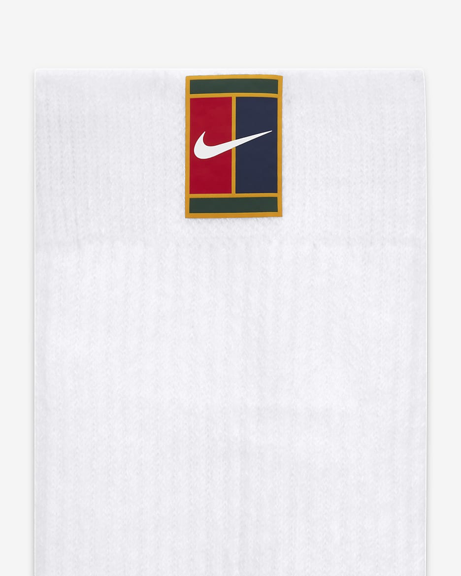 NikeCourt Multiplier Cushioned Tennis Crew Socks (2 Pairs) - White/White