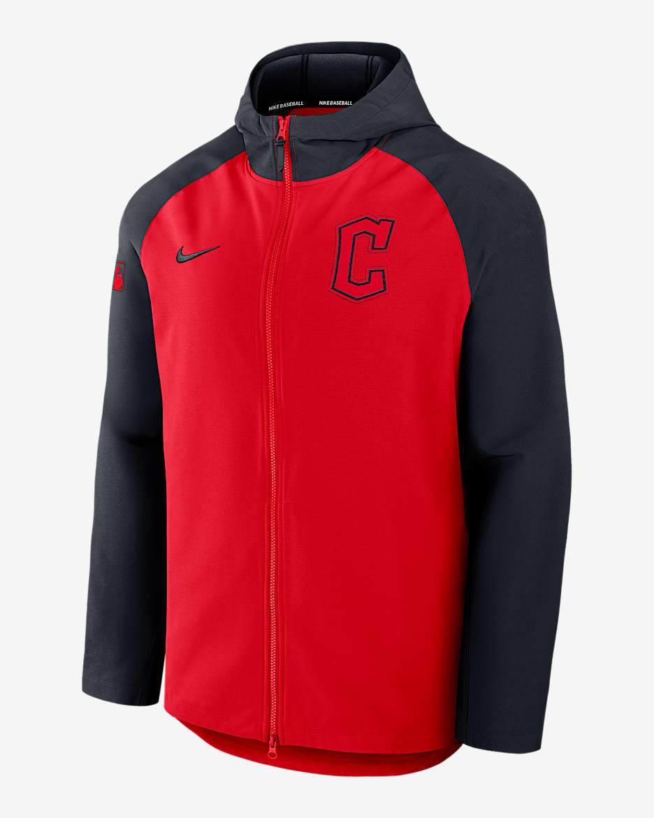 Chamarra Nike Therma de la MLB de cierre completo para hombre Cleveland Guardians Authentic Collection - Rojo