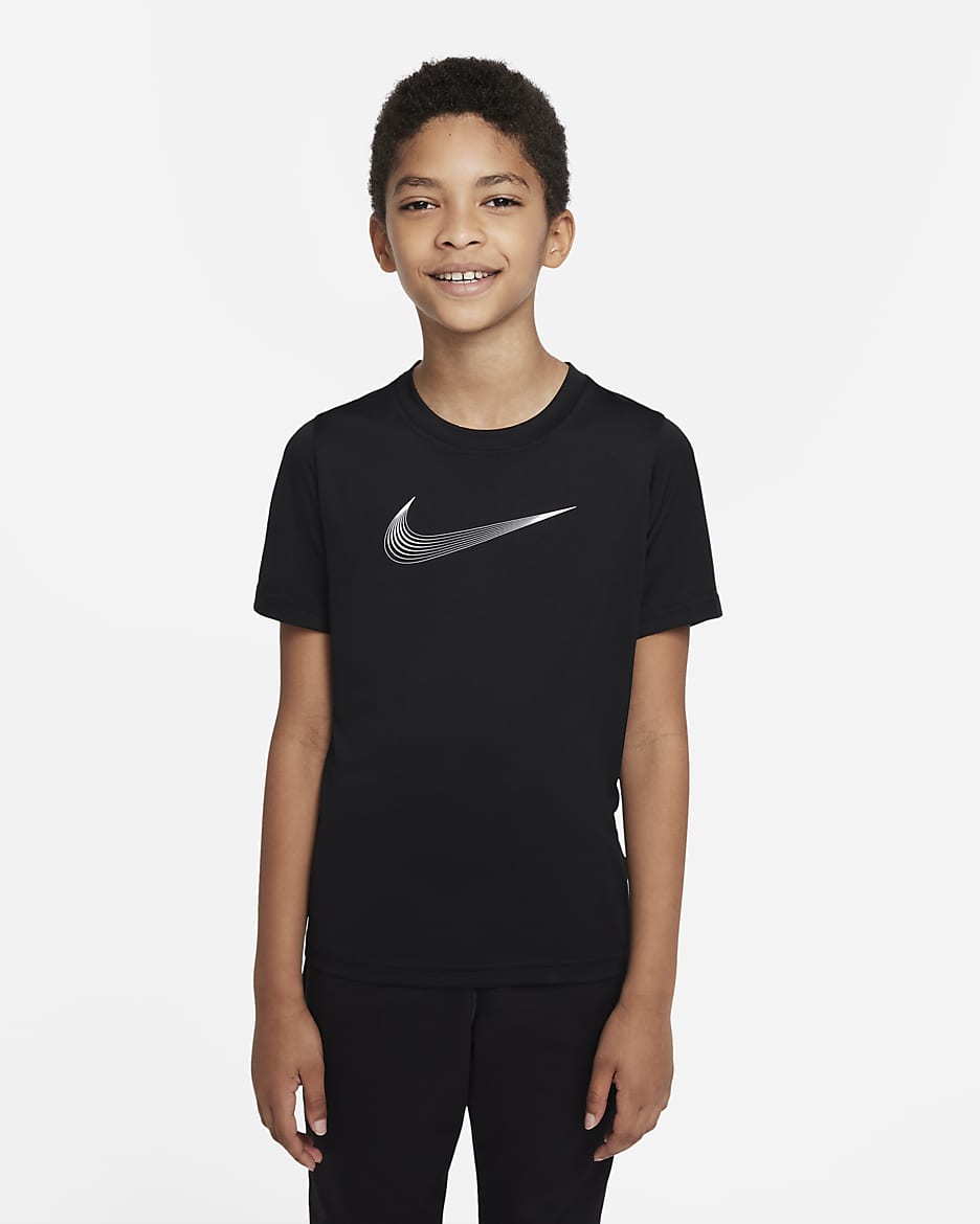 Nike Dri-FIT Older Kids' (Boys') Short-Sleeve Training Top - Black/White
