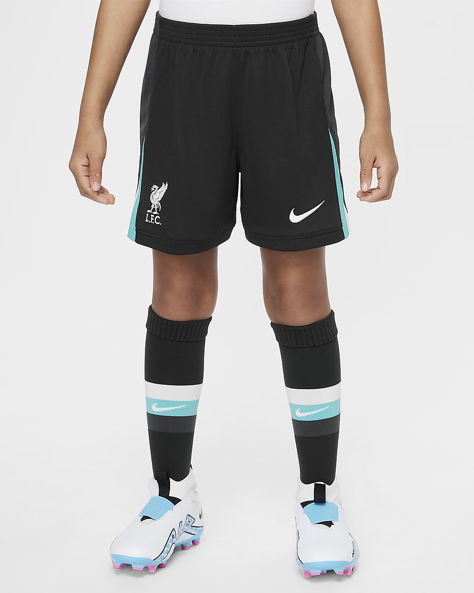 Liverpool FC 2024/25 Stadium Away Nike Football Replica-sæt i tre dele til mindre børn - Night Forest/Anthracite/Washed Teal/Sail