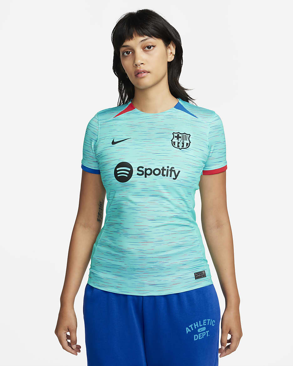 F.C. Barcelona 2023/24 Stadium Third Women's Nike Dri-FIT Football Shirt - Aqua/Royal Blue/University Red/Black