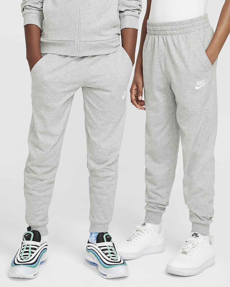 Nike Sportswear Club Older Kids' Knit Joggers - Dark Grey Heather/White