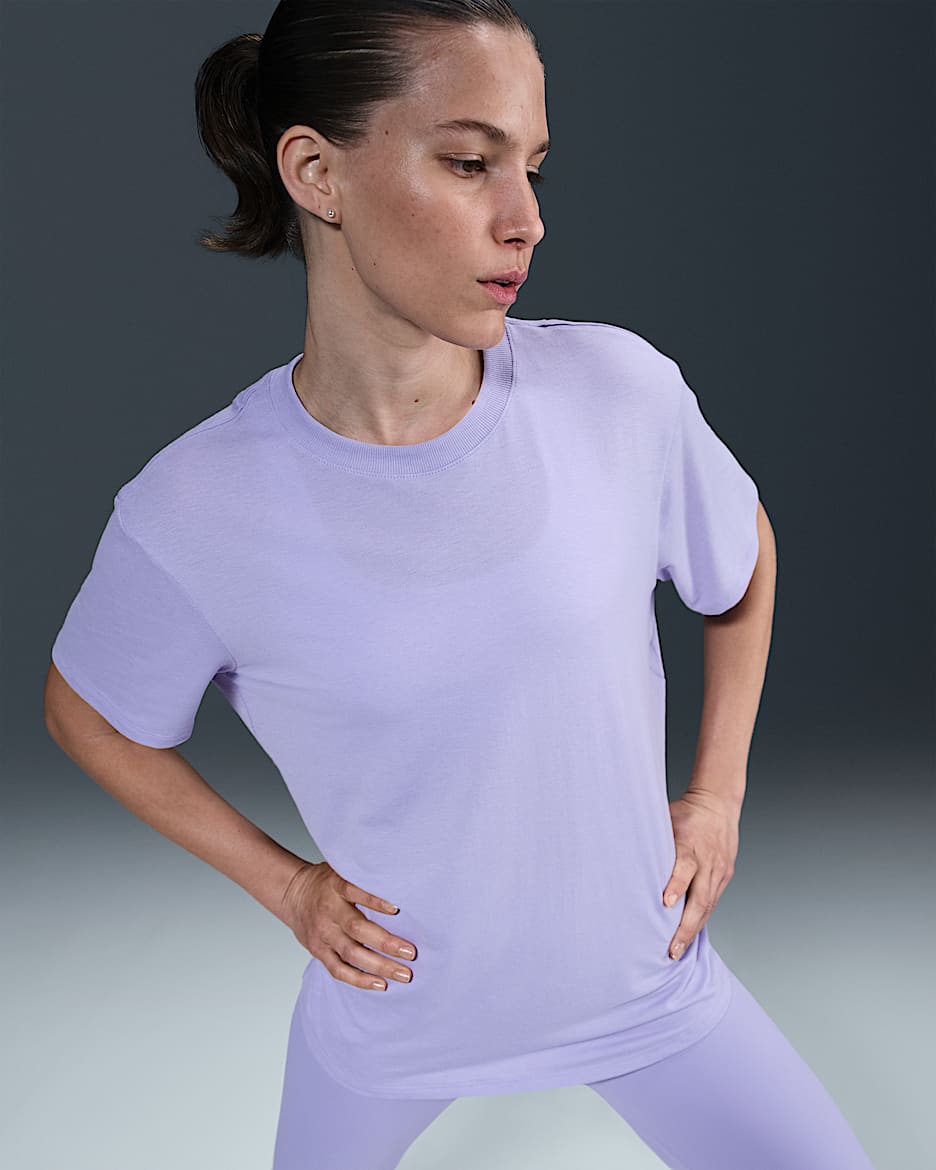Nike One Relaxed Women's Dri-FIT Short-Sleeve Top - Lilac Ice/Black