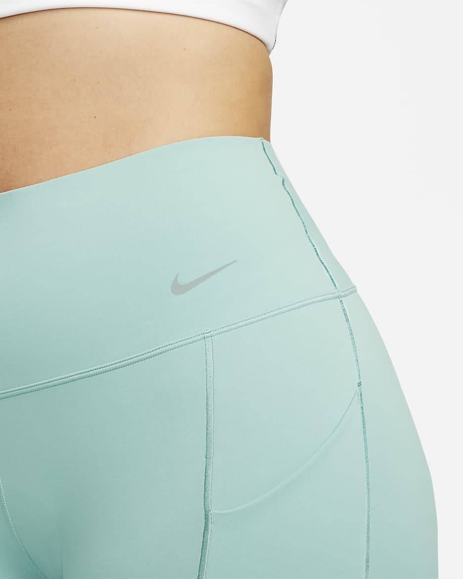 Leggings de 7/8 de tiro alto y sujeción media con bolsillos para mujer Nike Universa - Mineral/Negro