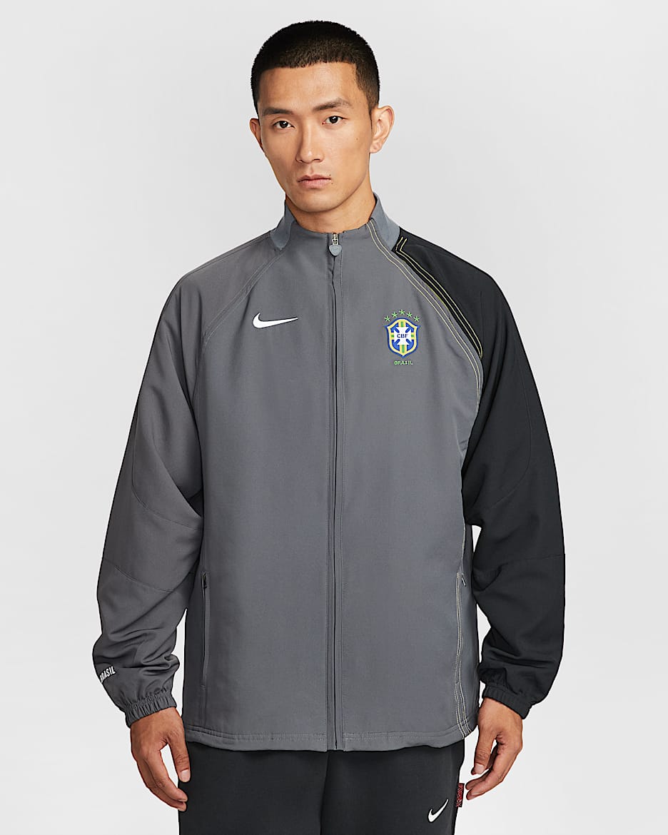 Brazil 2004 Total 90 Reissue Men's Nike Soccer Replica Track Jacket - Dark Grey/Black/Yellow Strike/White