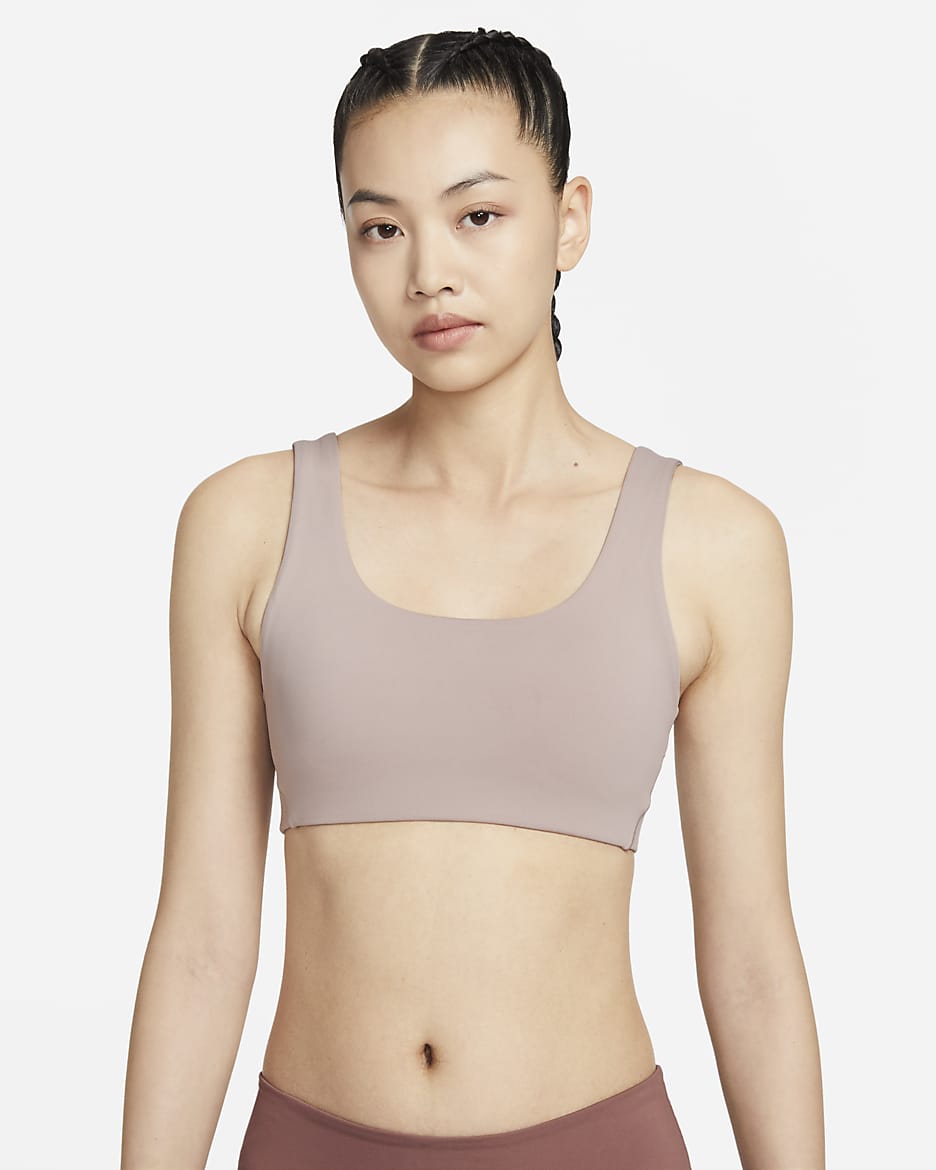Nike Alate All U Women's Light-Support Lightly Lined U-Neck Sports Bra - Diffused Taupe/White