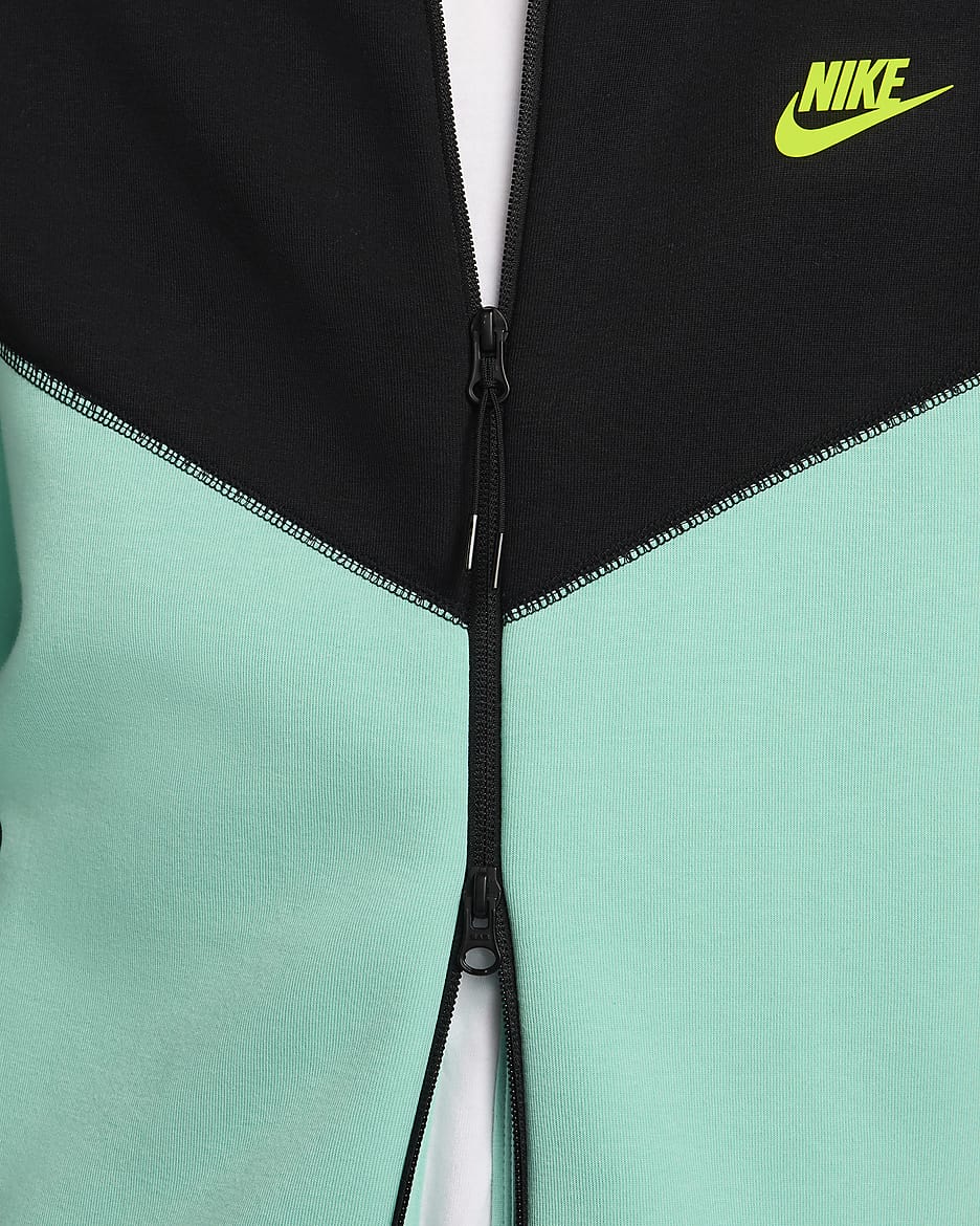 Sweat à capuche entièrement zippé Nike Sportswear Tech Fleece Windrunner pour Homme - Emerald Rise/Noir