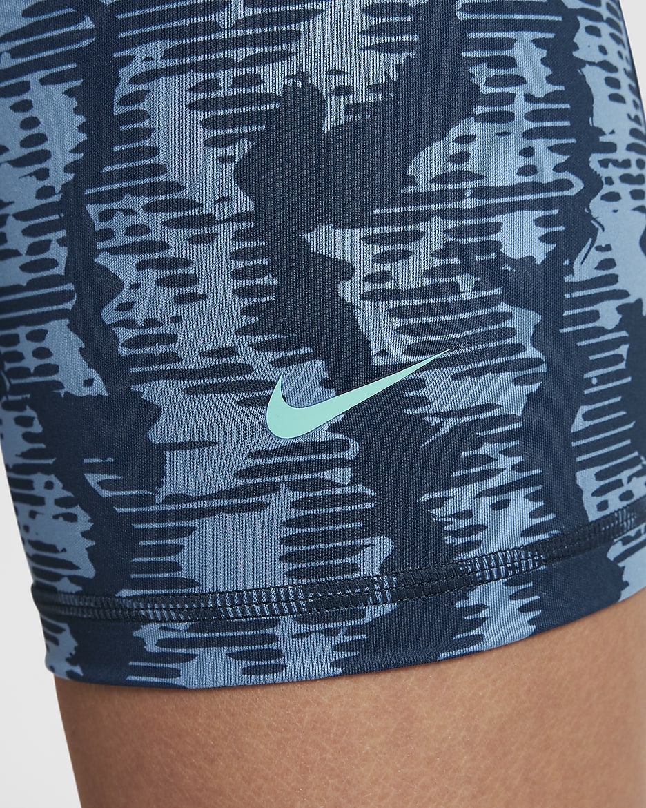 Nike Pro 女童 Dri-FIT 3" 短褲 - Armory Navy/Aegean Storm/Green Frost