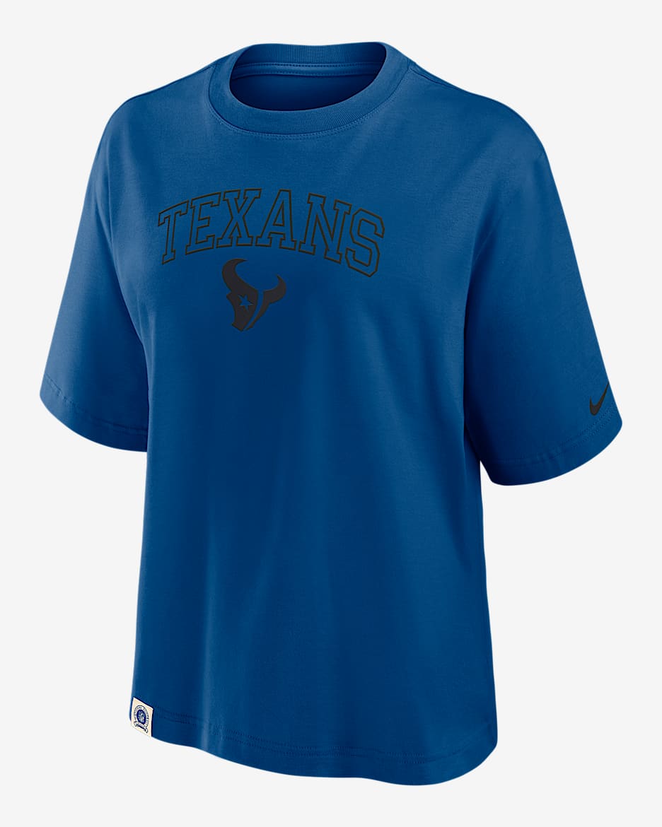Houston Texans Arch Boxy Women's Nike NFL T-Shirt - Gym Blue