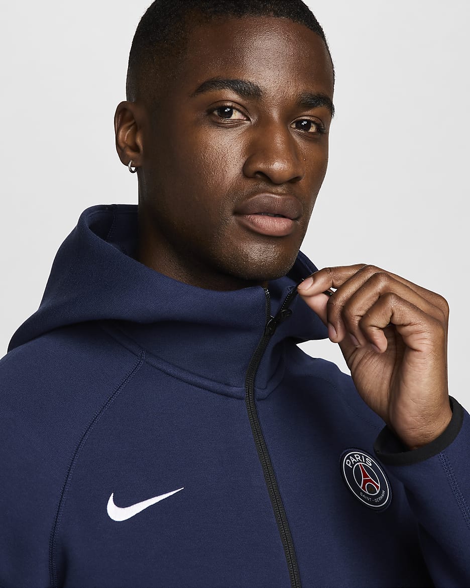 Paris Saint-Germain Tech Fleece Windrunner Men's Nike Football Full-Zip Hoodie - Midnight Navy/White