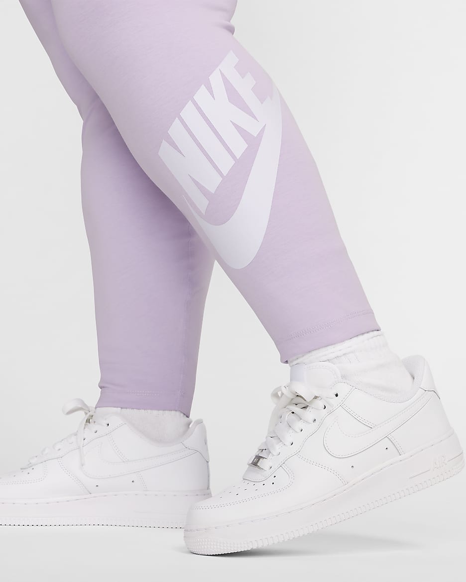 Nike Sportswear Classics Women's High-Waisted Graphic Leggings (Plus Size) - Violet Mist/White