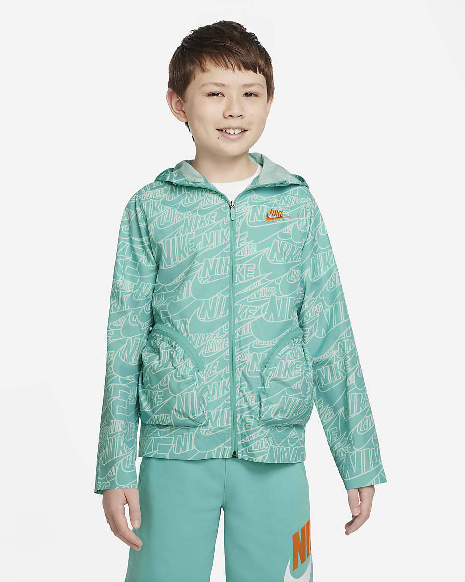 Nike Sportswear Big Kids' (Boys') Woven Jacket - Washed Teal/Light Curry