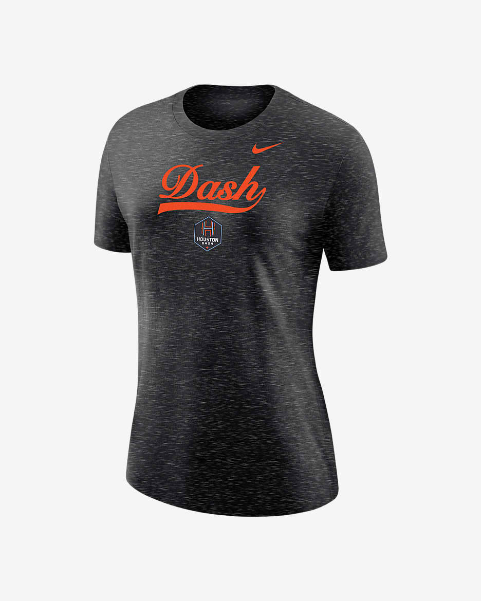 Playera universitaria de fútbol Nike para mujer Houston Dash - Negro